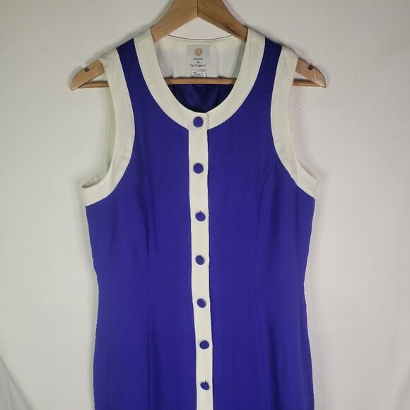 Vintage Sleeveless Purple and White Dress - Picture 2 of 16